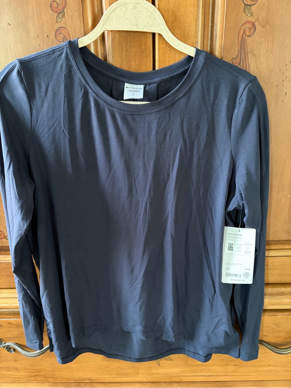 Athleta Dark Navy Long-Sleeve Crewneck Top